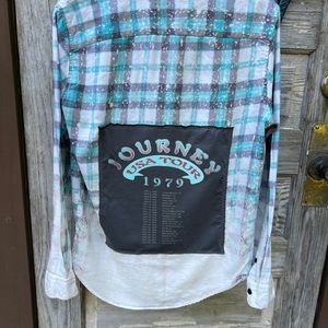 JOURNEY Upcycled Bleach Distressed Flannel Shirt